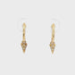 14K Yellow Gold - Hoop Earrings With Diamond Charms - 24763