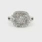 14K White gold cushion shaped pavé diamond cluster ring. Item 19639 - ABC Jewelry Co