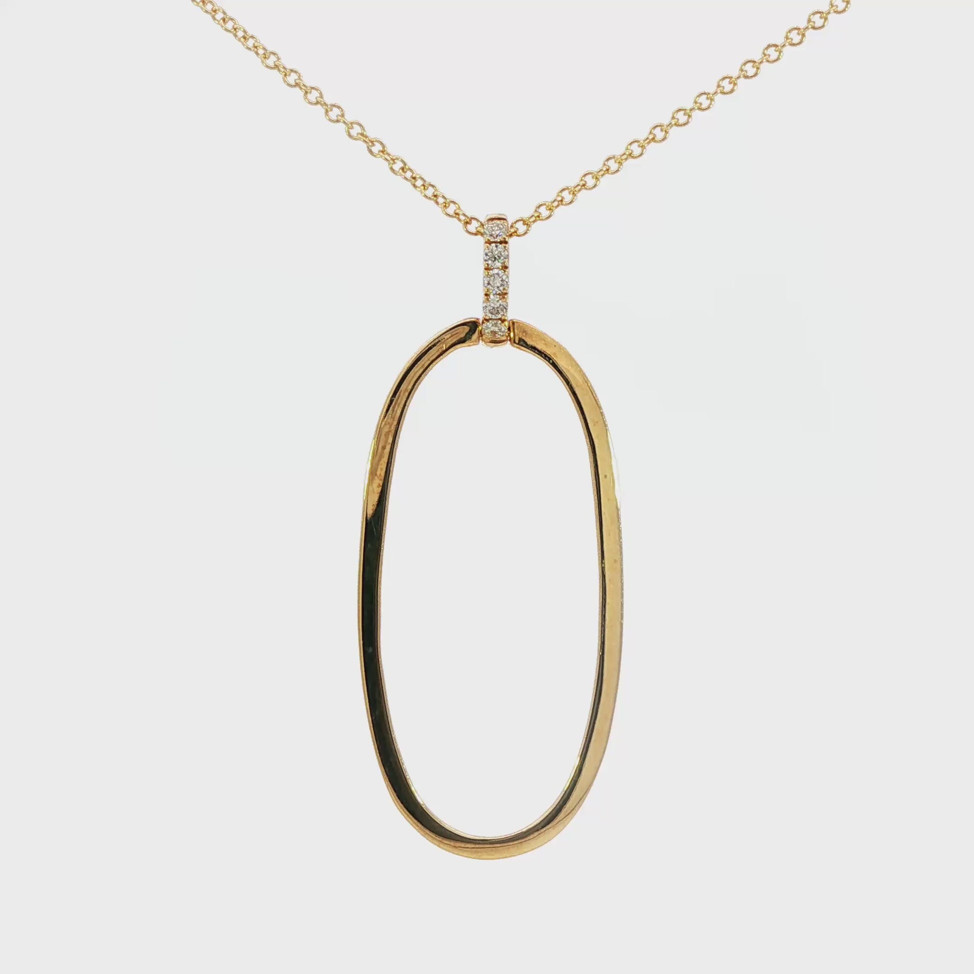 14K Yellow gold necklace and oval pendant with diamond set bail. Item J35007 - ABC Jewelry Co