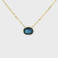 14K Yellow Gold - Oval Blue Sapphire Necklace - J35341