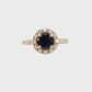 Diamond halo ring + blue sapphire-23152