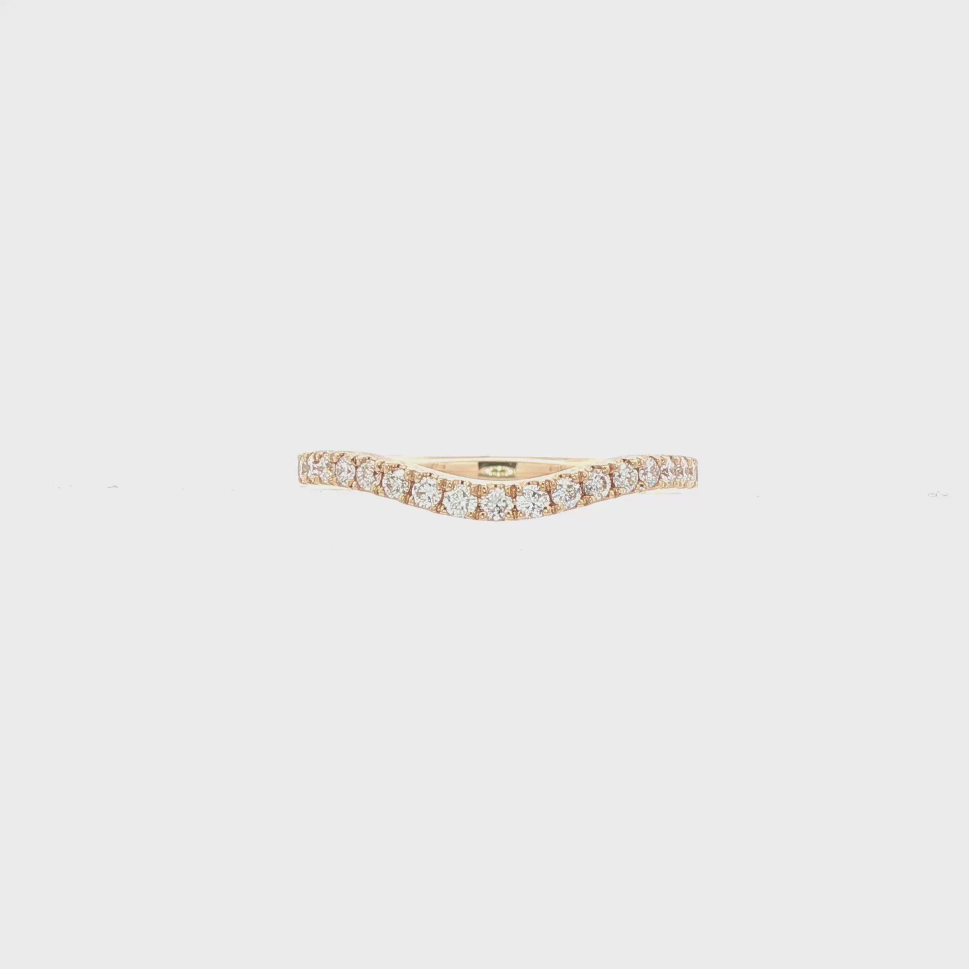 14K Yellow gold curved diamond band. Item J39002 - ABC Jewelry Co. 