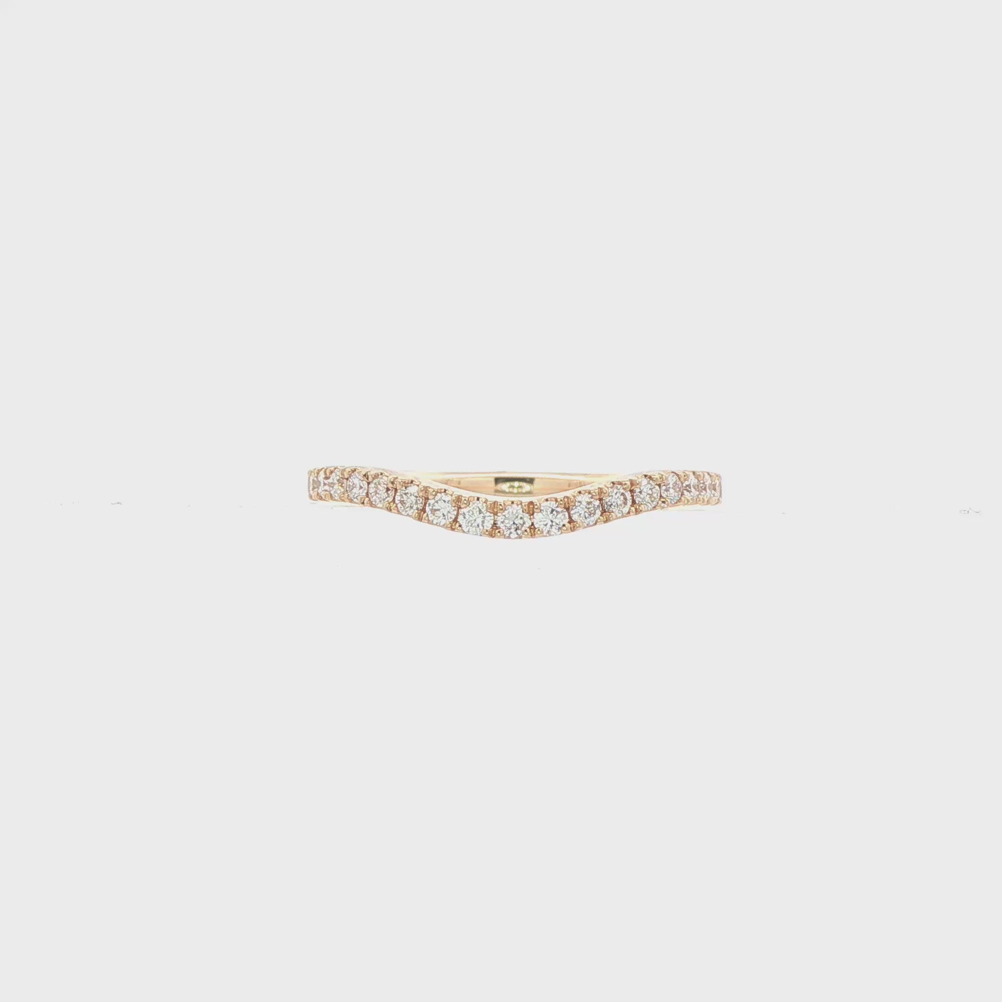 14K Yellow gold curved diamond band. Item J39002 - ABC Jewelry Co. 