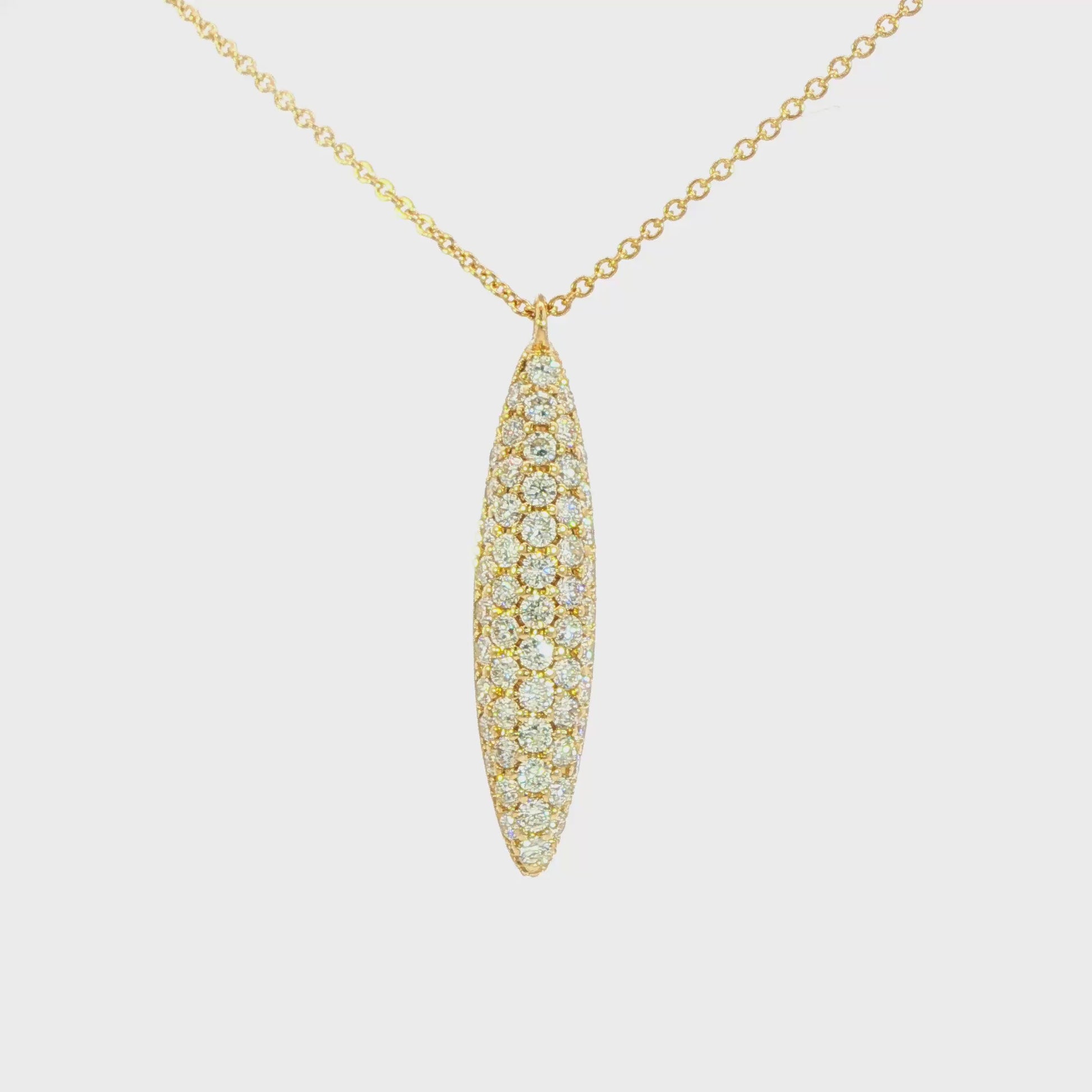 14K Yellow gold pavé diamond bar necklace. Item J38765 - ABC Jewelry Co