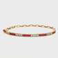 14K Yellow gold chain bracelet with alternating stacks of red rubies and diamonds. Item J35481 - ABC Jewelry Co. 