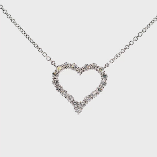 18K White gold heart pendant set with round brilliant diamonds - ABC Jewelry 