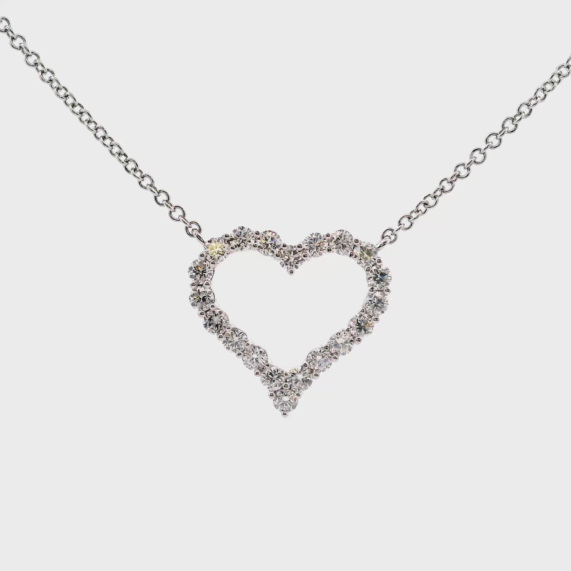 18K White gold heart pendant set with round brilliant diamonds - ABC Jewelry 