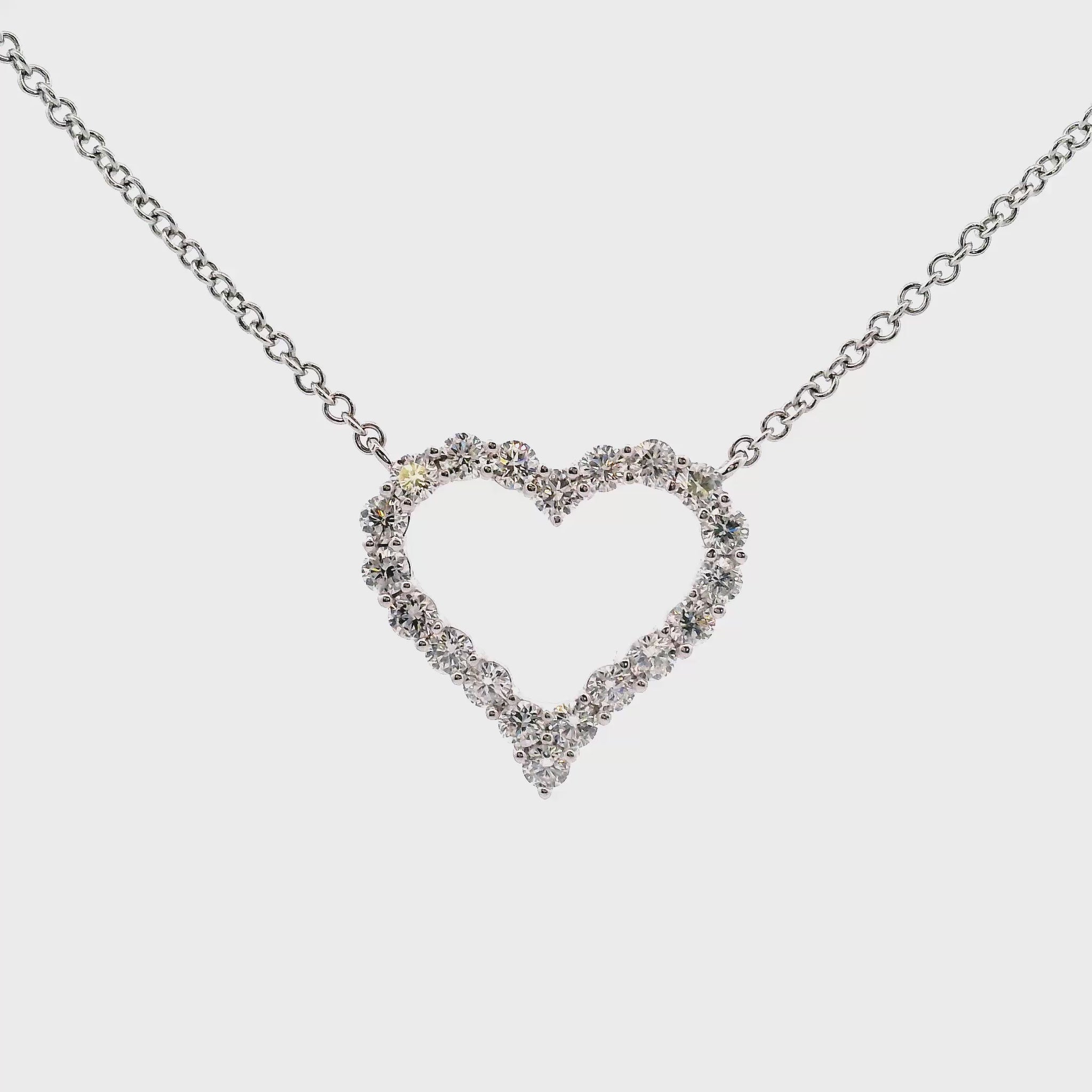 18K White gold heart pendant set with round brilliant diamonds - ABC Jewelry 