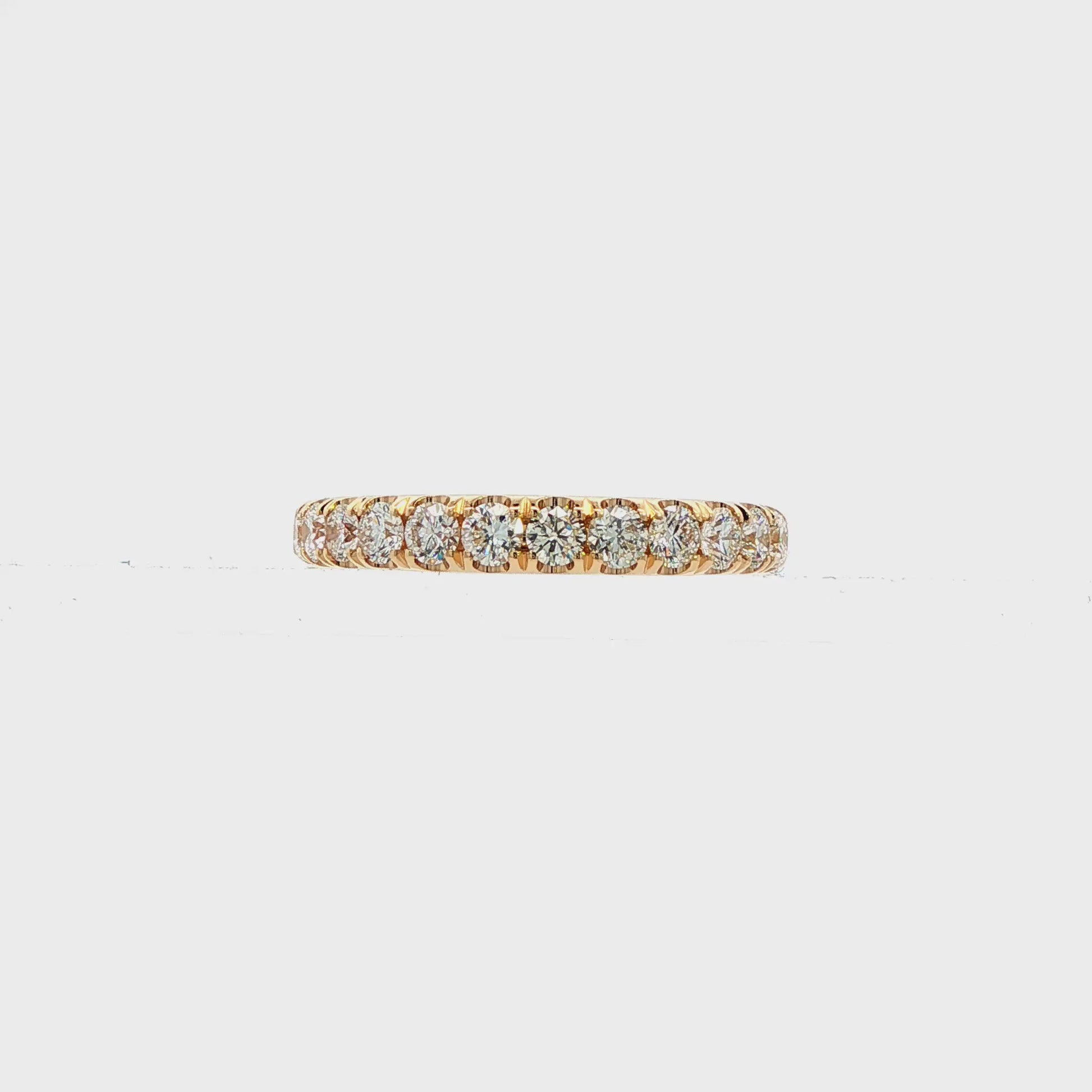 14K Yellow gold split prong diamond band set with round brilliant diamonds. Item J38735 - ABC Jewelry Co. 