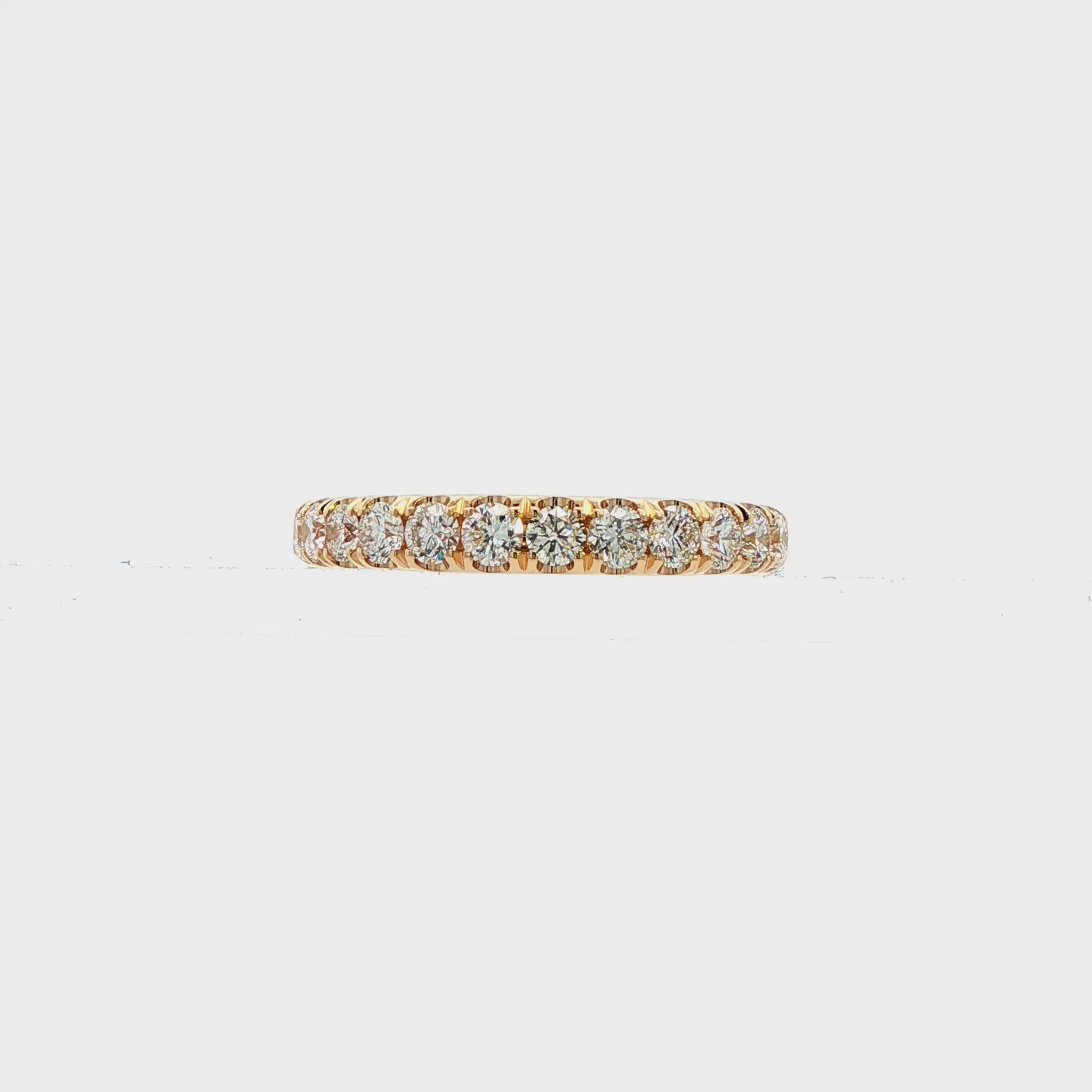 14K Yellow gold split prong diamond band set with round brilliant diamonds. Item J38735 - ABC Jewelry Co. 