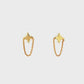 14K Yellow gold star burst earrings with delicate chain accents. Item J32110 - ABC Jewelry Co. 