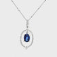 14K White Gold - Oval Sapphire Pendant - J35437