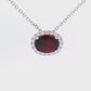 14K White Gold - Garnet & Diamond Necklace - J35392