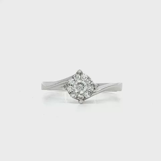 18K White gold diamond cluster ring with bypass style shank. Item 18250 - ABC Jewelry Co. 