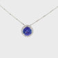 18K White Gold - Tanzanite & Diamond Halo Pendant - J37857
