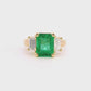 14K Yellow Gold - Emerald & Diamond Ring - J38235