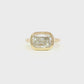 14K Yellow gold ring bezel set with a cushion cut lab grown diamond set east-west. Item J38794 - ABC Jewelry Co. 