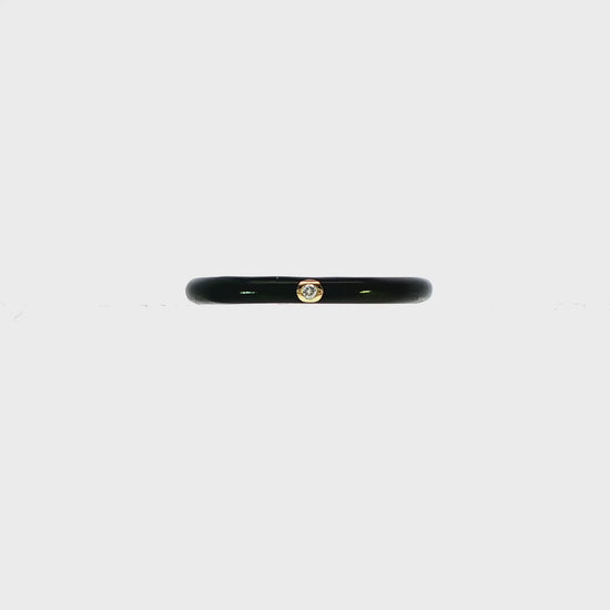 14K Yellow gold and black enamel band set with one natural mined diamond. Item J36022 - ABC Jewelry Co. 