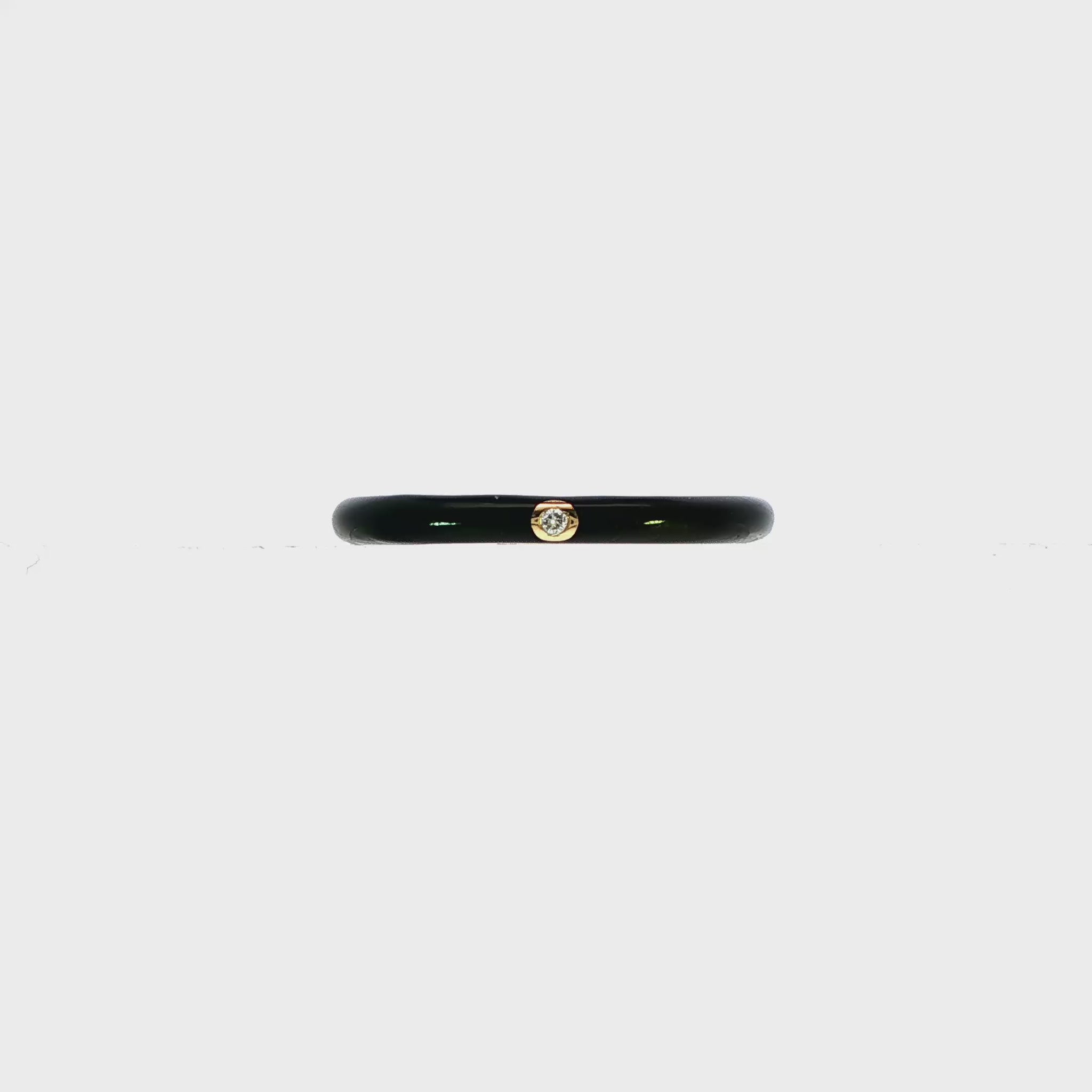 14K Yellow gold and black enamel band set with one natural mined diamond. Item J36022 - ABC Jewelry Co. 