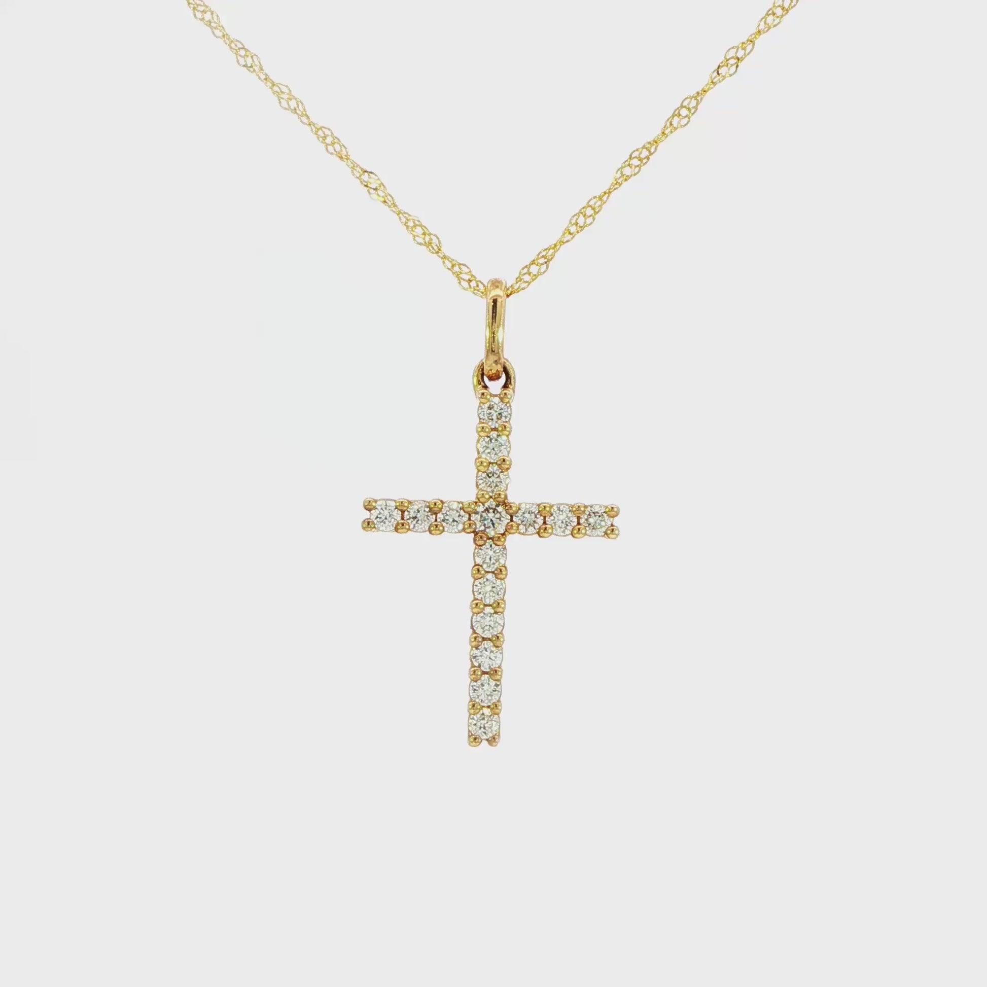 14K Yellow gold necklace with diamond set cross. J31812 - ABC Jewelry Co.
