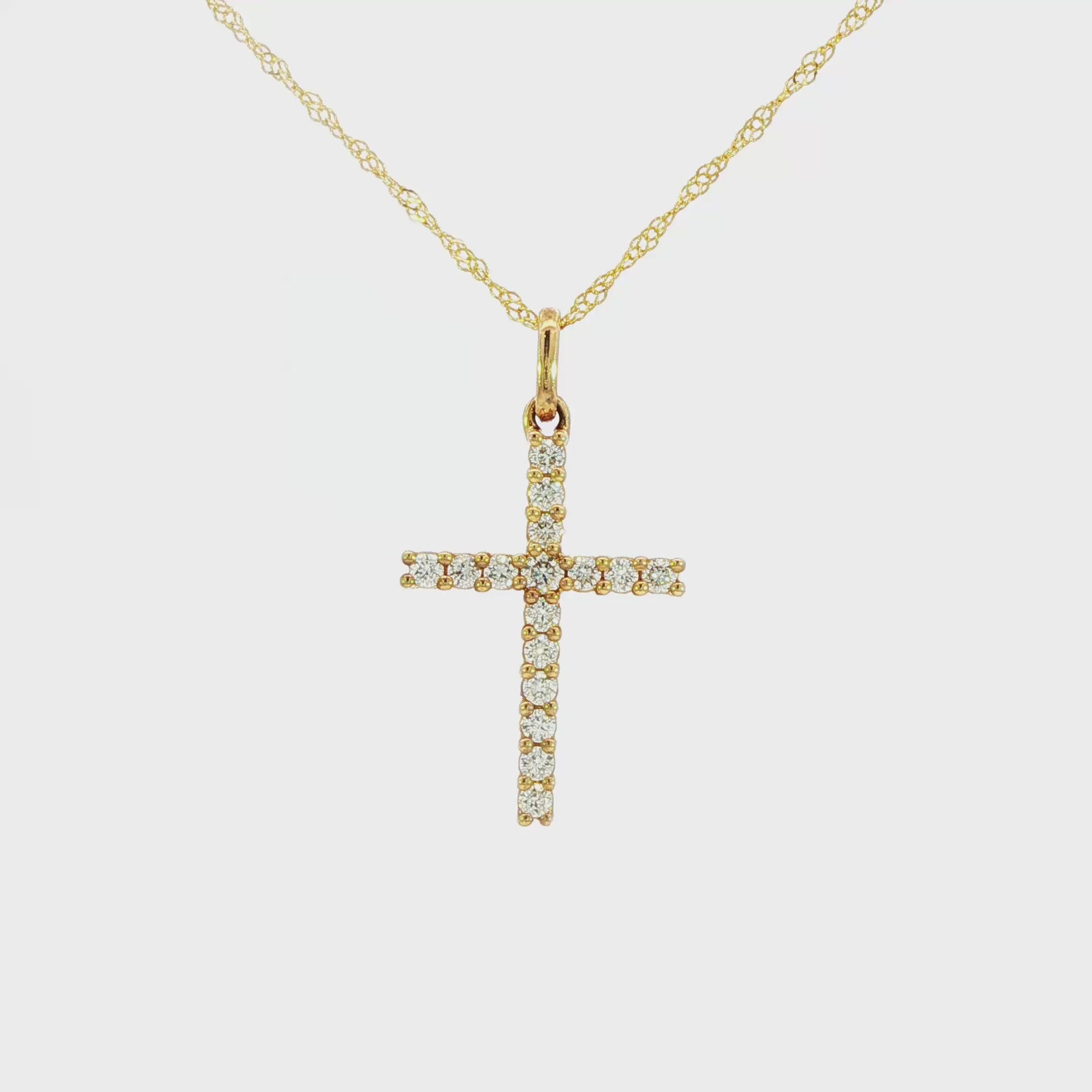 14K Yellow gold necklace with diamond set cross. J31812 - ABC Jewelry Co.