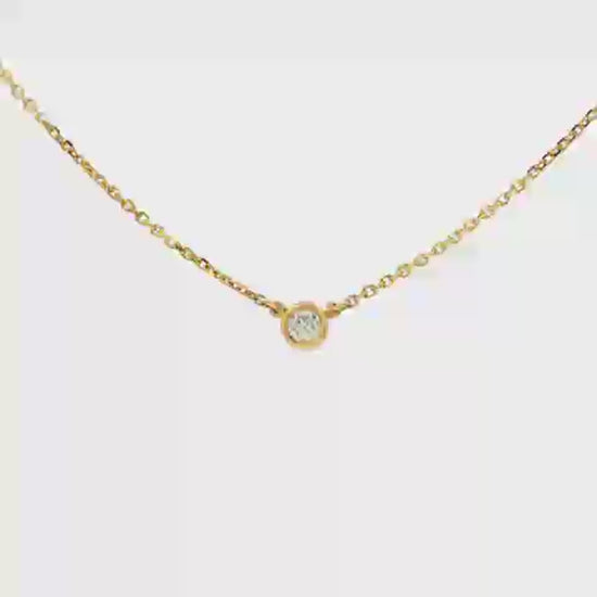 14K Yellow gold necklace with bezel set diamond. Item J37514 - ABC Jewelry 