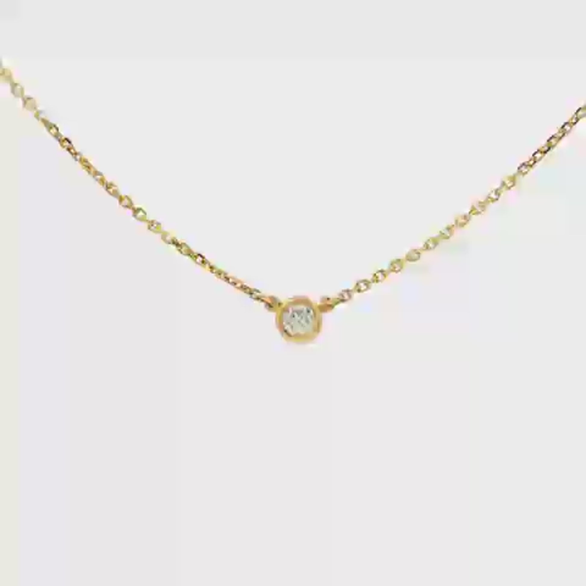 14K Yellow gold necklace with bezel set diamond. Item J37514 - ABC Jewelry 