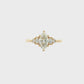 14K Yellow gold ring set with a marquise diamond flanked by baguette and round brilliant diamonds. Item J38803 - ABC Jewelry Co.