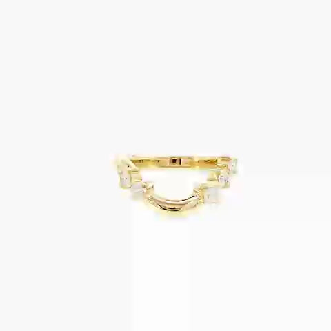 14K Yellow gold curved band set with 5 round brilliant diamonds. Item J38608 - ABC Jewelry Co. 