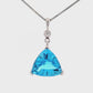 14K White Gold - Blue Topaz & Diamond Pendant - J36751