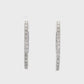 18K White gold oval hoop earrings set with natural mined diamonds, item J37696 - ABC Jewelry Co