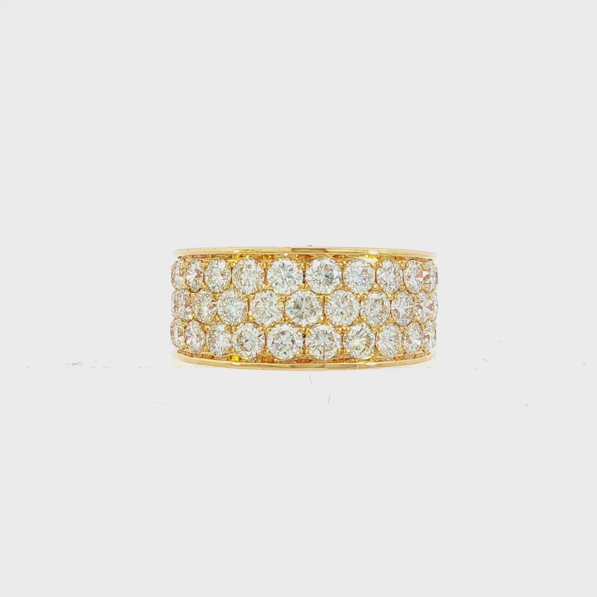 18K Yellow gold band with pavé set round brilliant diamonds. Item J38837 - ABC Jewelry Co. 