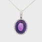 14K White Gold - Amethyst & Diamond Necklace - J37126