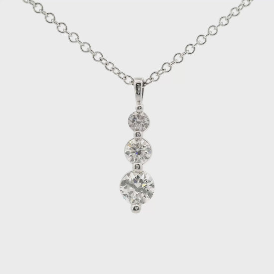 14K White gold pendant with 3 round brilliant diamonds, item J37050 - ABC Jewelry Co