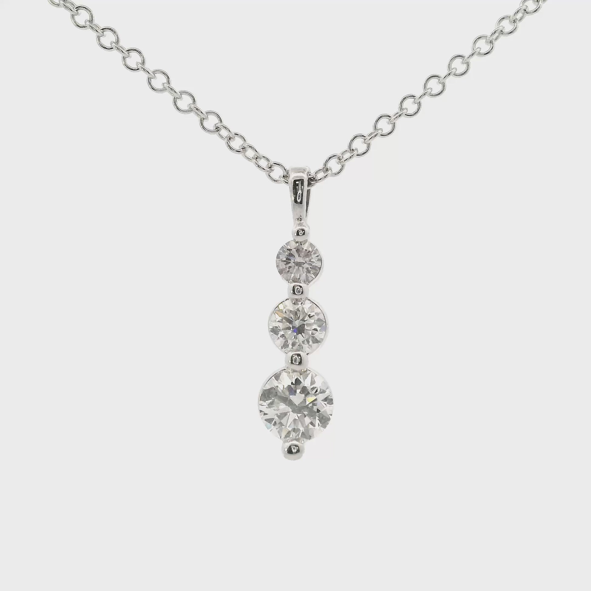 14K White gold pendant with 3 round brilliant diamonds, item J37050 - ABC Jewelry Co