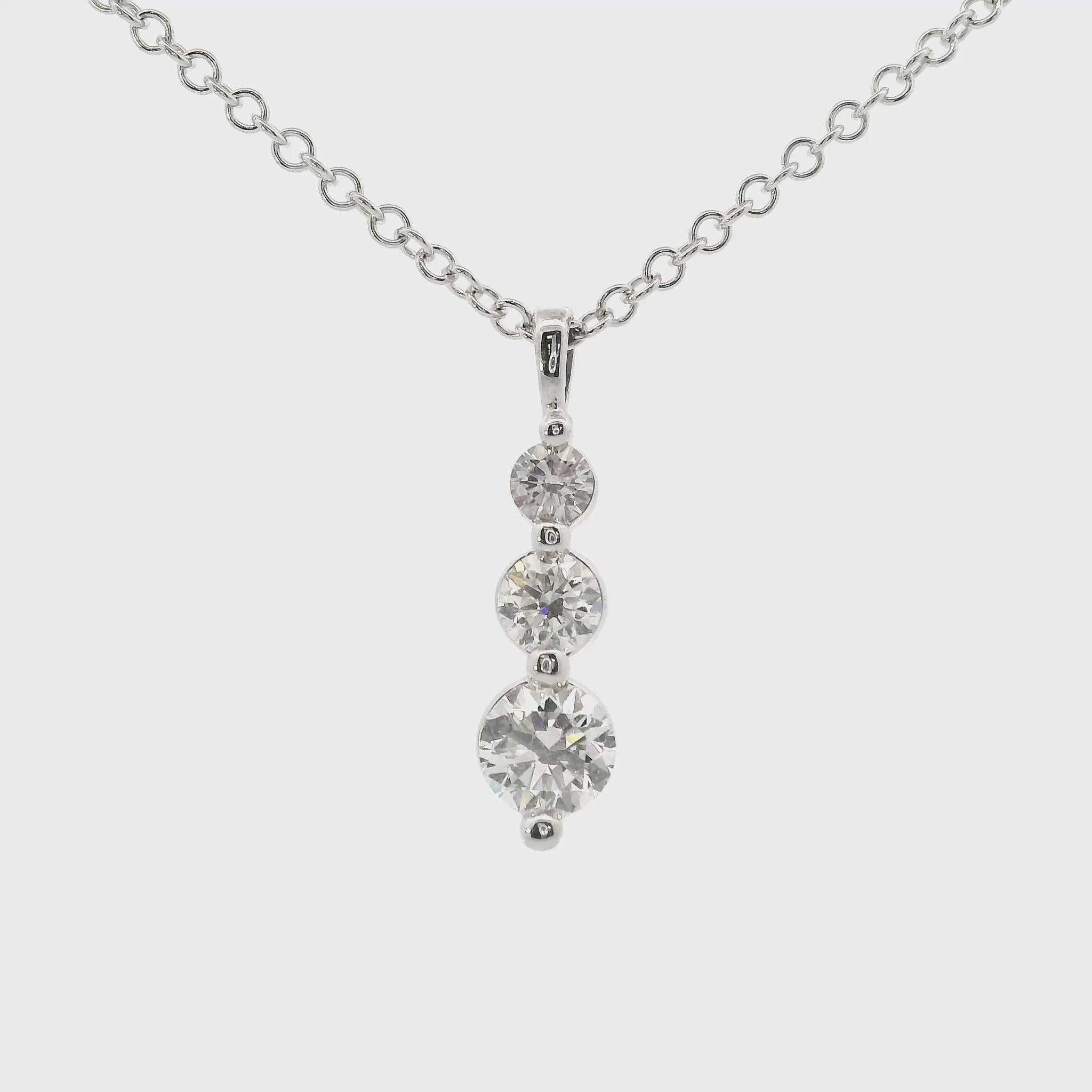 14K White gold pendant with 3 round brilliant diamonds, item J37050 - ABC Jewelry Co
