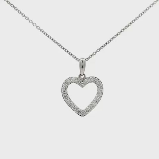 14K White gold necklace with diamond set heart pendant. Item J37962 - ABC Jewelry Co. 