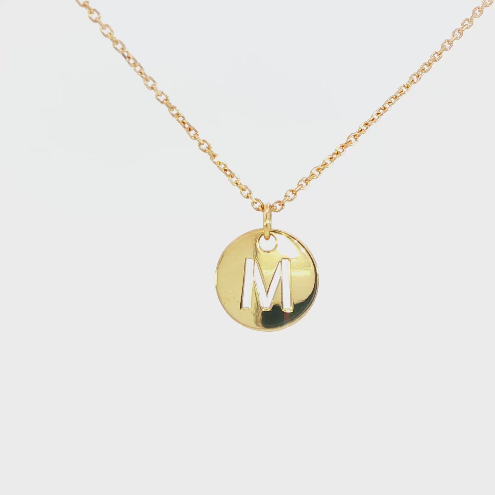 14K Yellow gold initial "M" pendant. Item J35417 - ABC Jewelry Co