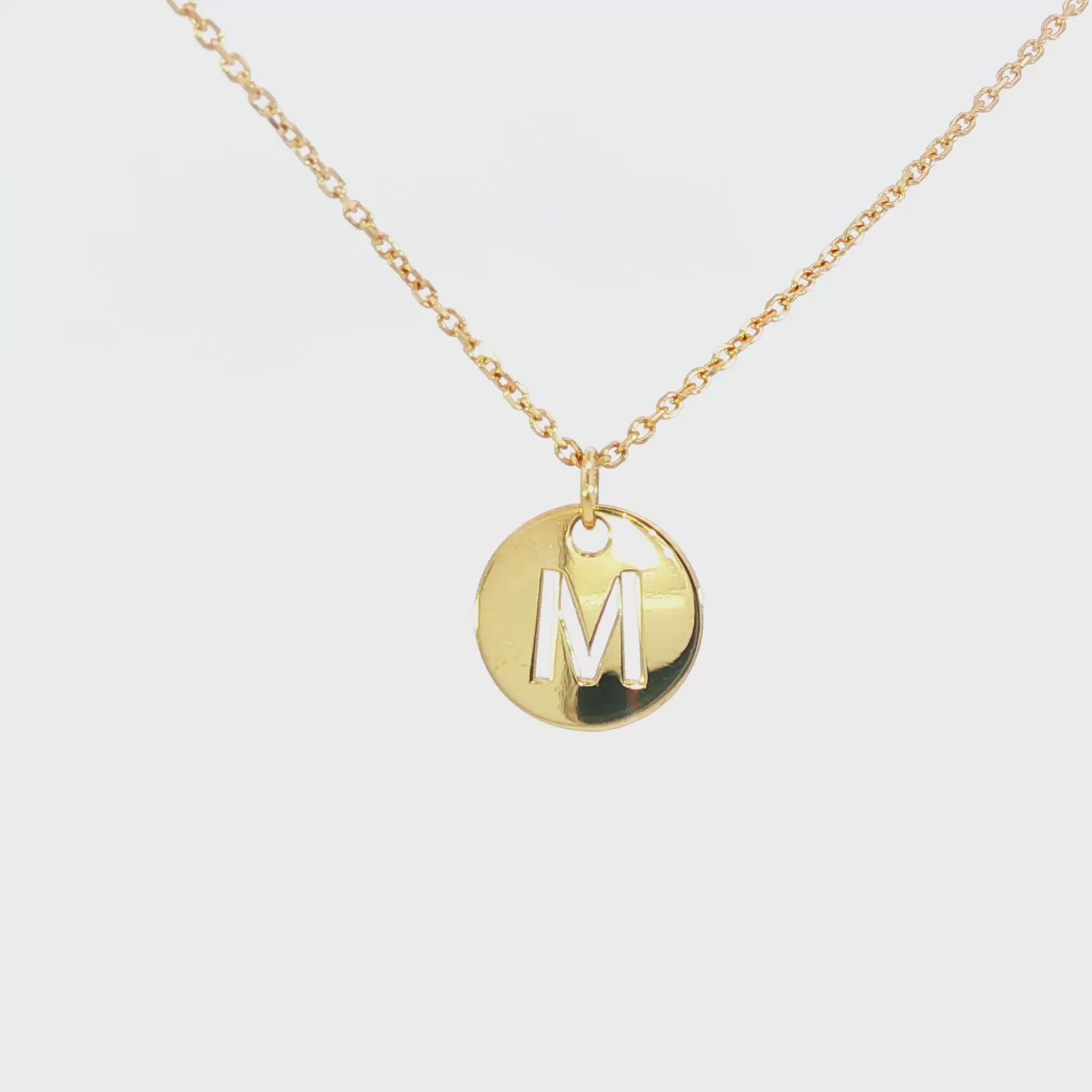 14K Yellow gold initial "M" pendant. Item J35417 - ABC Jewelry Co