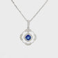 14K White Gold - Sapphire & Diamond Pendant - J32939