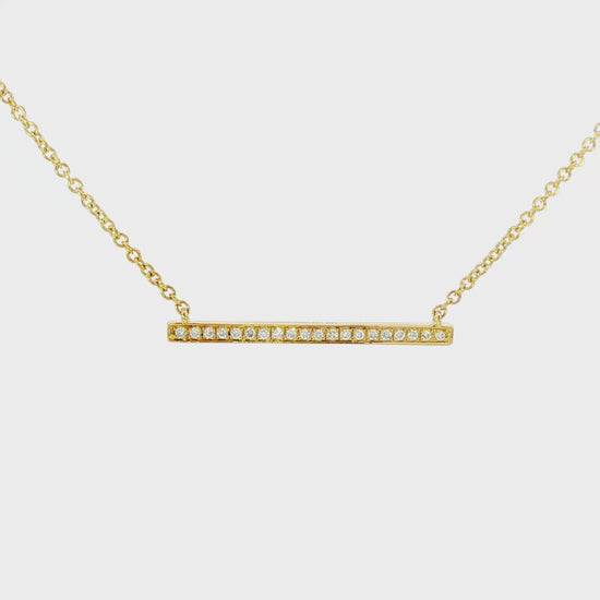 14K Yellow gold necklace with diamond set bar pendant. Item J31812 - ABC Jewelry Co. 