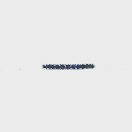 18K White gold band set with blue sapphires. Item J36901 - ABC Jewelry Co. 