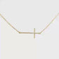 18K Yellow gold necklace with diamond set horizontal cross pendant. Item J36131 - ABC Jewelry Co.
