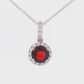 14K White Gold - Diamond & Garnet Pendant - J3713040