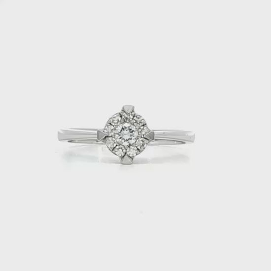 18K White gold ring with cluster of round brilliant diamonds. Item 16288 - ABC Jewelry Co. 