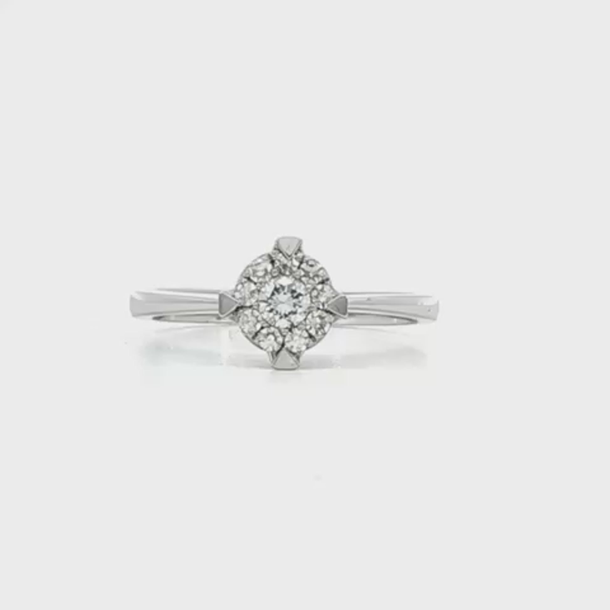 18K White gold ring with cluster of round brilliant diamonds. Item 16288 - ABC Jewelry Co. 