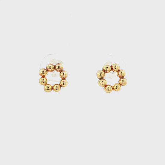 14K Yellow gold beaded circle earrings. Item J34608 - ABC Jewelry Co. 