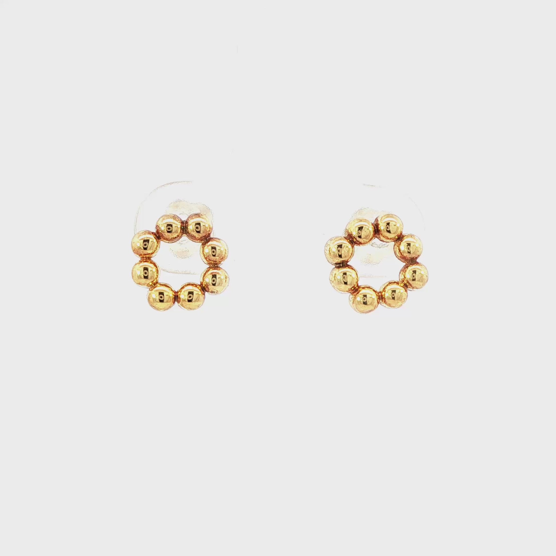 14K Yellow gold beaded circle earrings. Item J34608 - ABC Jewelry Co. 