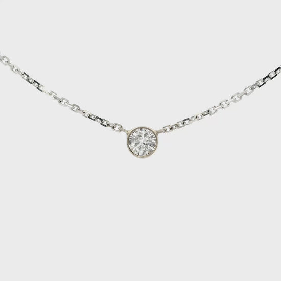 14K White gold necklace with bezel set round diamond - ABC Jewelry 