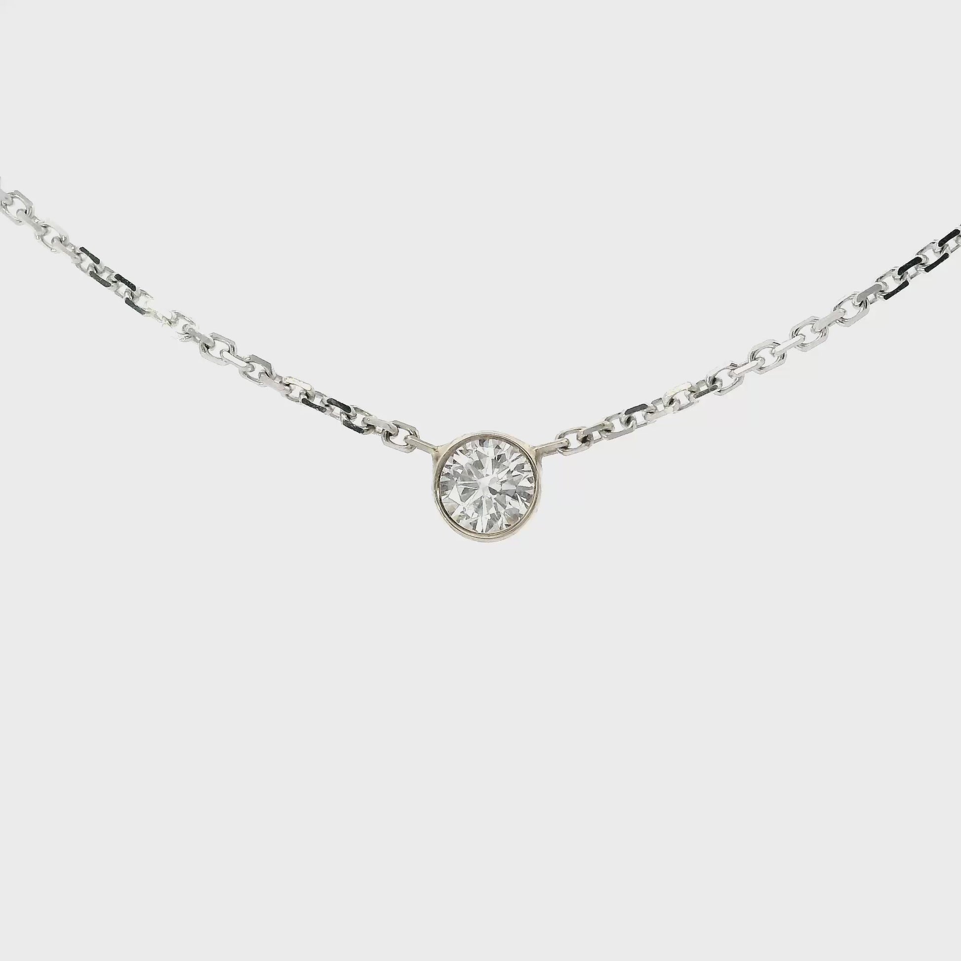 14K White gold necklace with bezel set round diamond - ABC Jewelry 